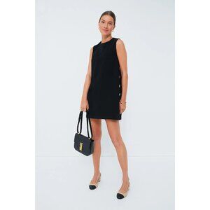 Hyacinth House Bitsy Twill Mini Swing Dress Black Gold Button Sleeveless Medium
